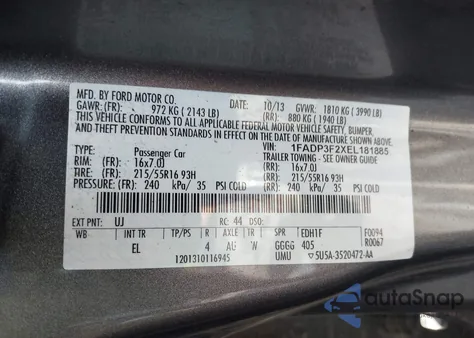 2014 Ford Focus Se from USA, damaged, VIN 1FADP3F2XEL181885